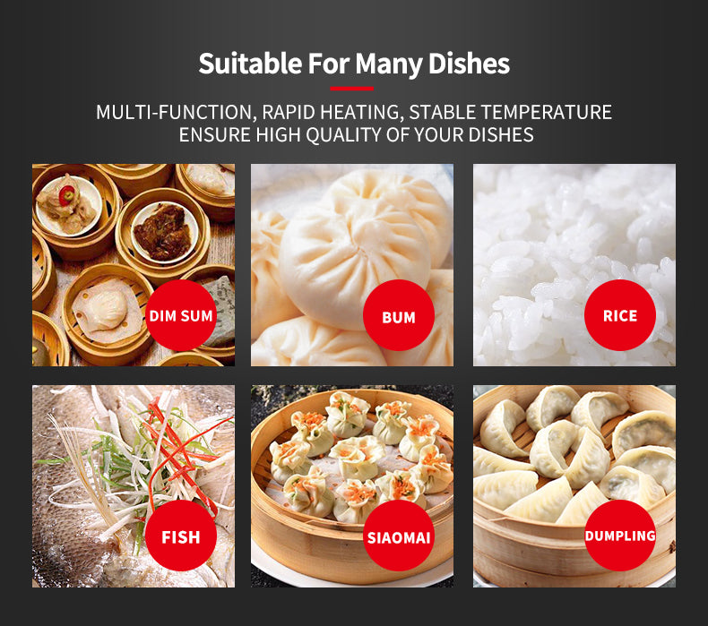 Commercial Induction Bun Steamer — 7-Hole, 18 kW