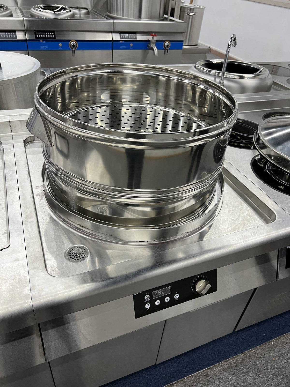 Commercial Induction Bun Steamer — 7-Hole, 18 kW