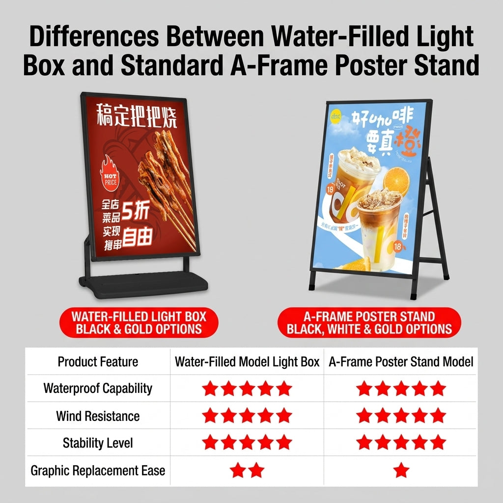 Foldable LED A-Frame Light Box — Double-Sided Sidewalk Sign