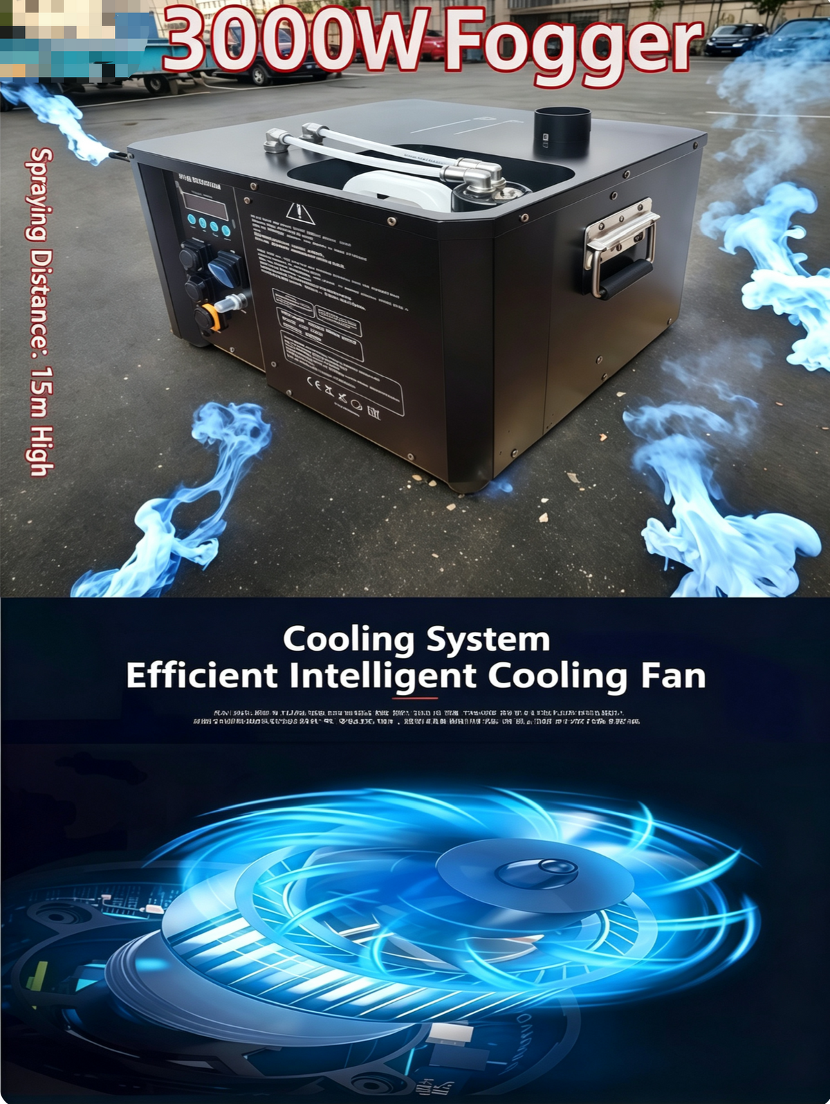 3000W DMX512 Color Fog Jet Machine — Remote Control