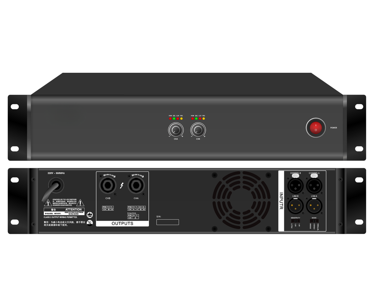 Professional 2U Class D Power Amplifier — 2x1500W, Stereo/Bridge/Parallel