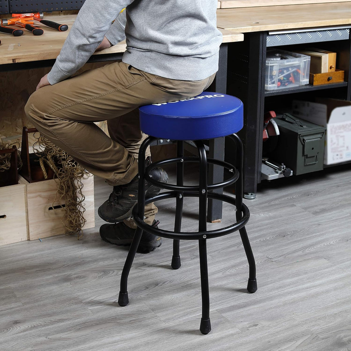 Modern Steel-Frame Rotating Commercial Bar Stool