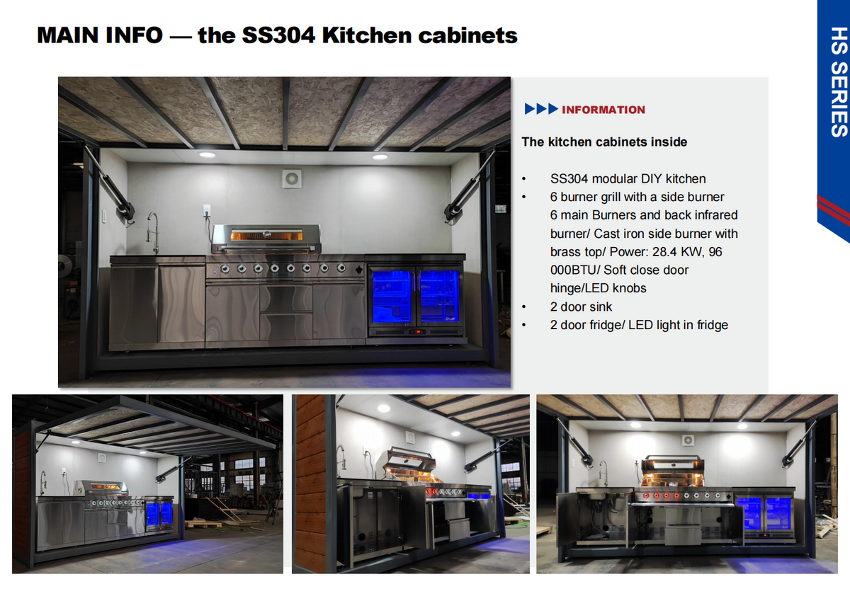 Modular Outdoor Kitchen — Stainless Steel with Weatherproof Shed