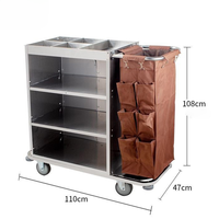 Housekeeping Cleaning Cart — Stainless Steel Maid Trolley image preview