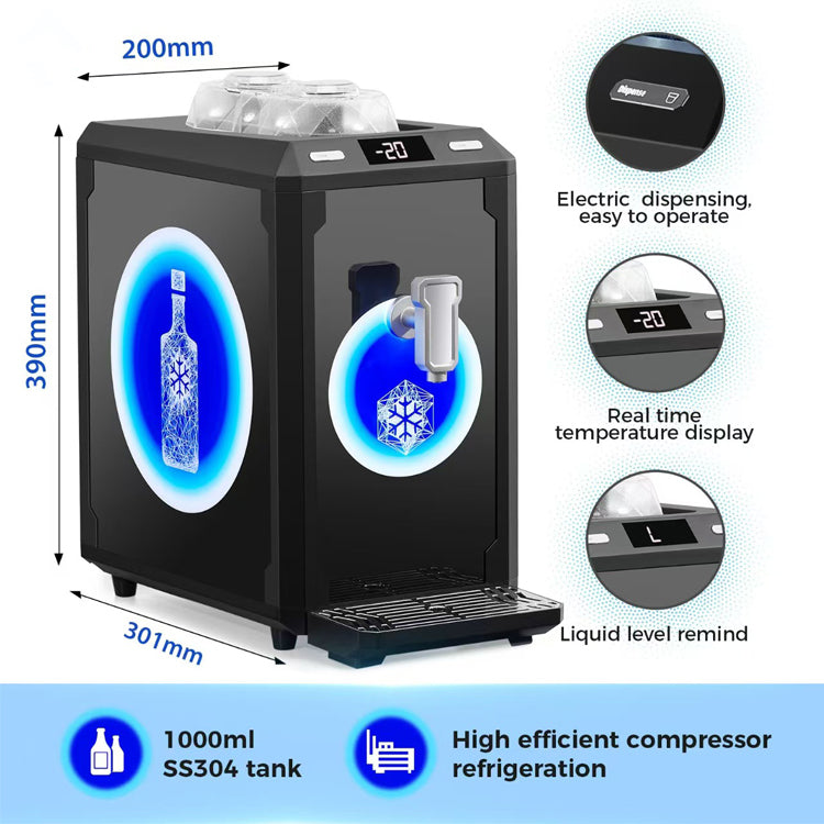 Countertop Liquor Shot Chiller — 2-Bottle, 1L Tank