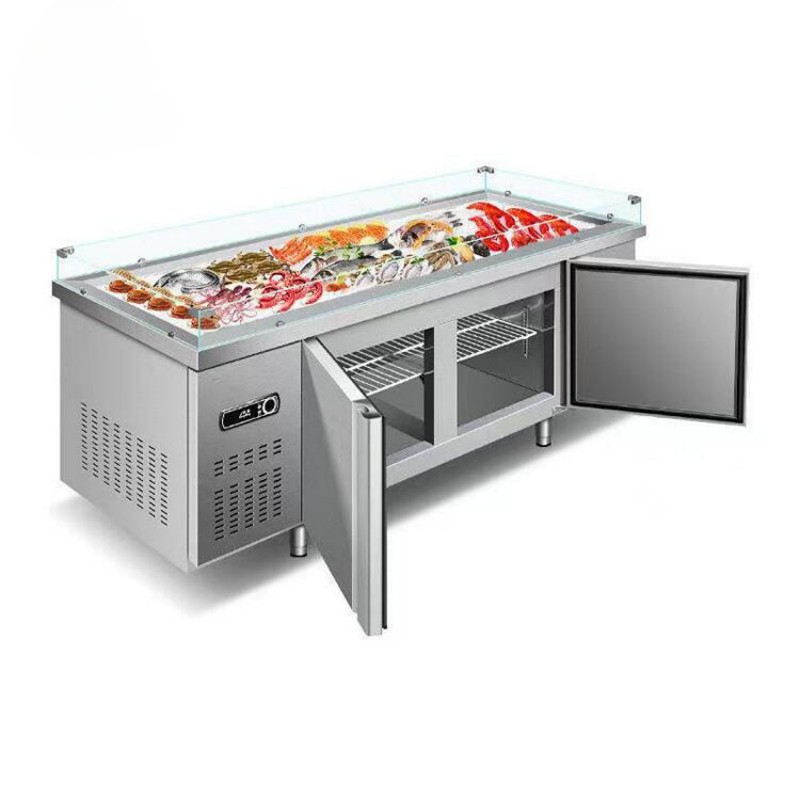Stainless Steel Ice Fish Table — Refrigerated Seafood Display Cabinet