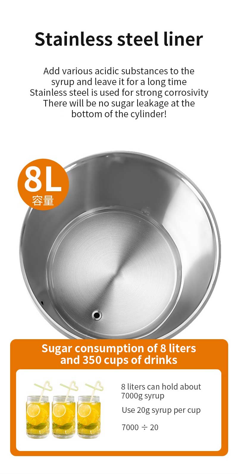 Automatic Fructose Dispenser — 12/16 L Stainless Steel