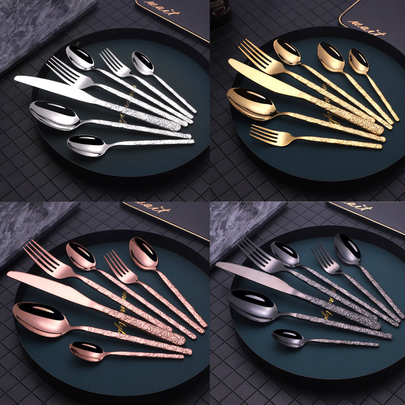 Embossed Textured Stainless Steel Cutlery Set