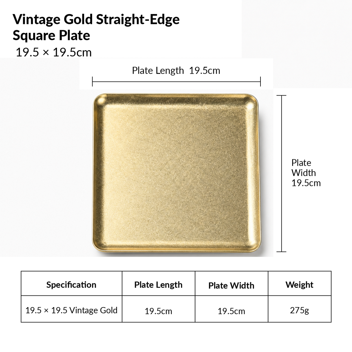 Brushed Stainless Steel Rectangular Serving Tray — Vintage Gold & Silver