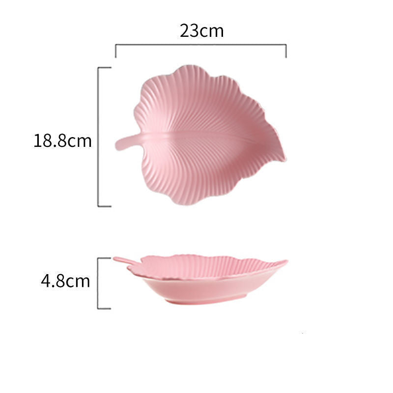 Maple Leaf & Eucalyptus Ceramic Plate Collection, firing High-temperature