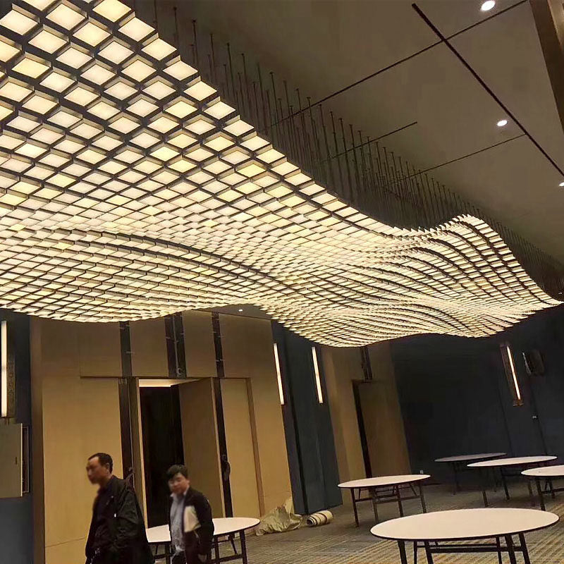 Wave-Design Acrylic & Crystal Chandelier — Custom Large-Scale