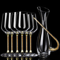 Gold Foil Crystal Glasses and Decanter Set — 7 Pieces image preview
