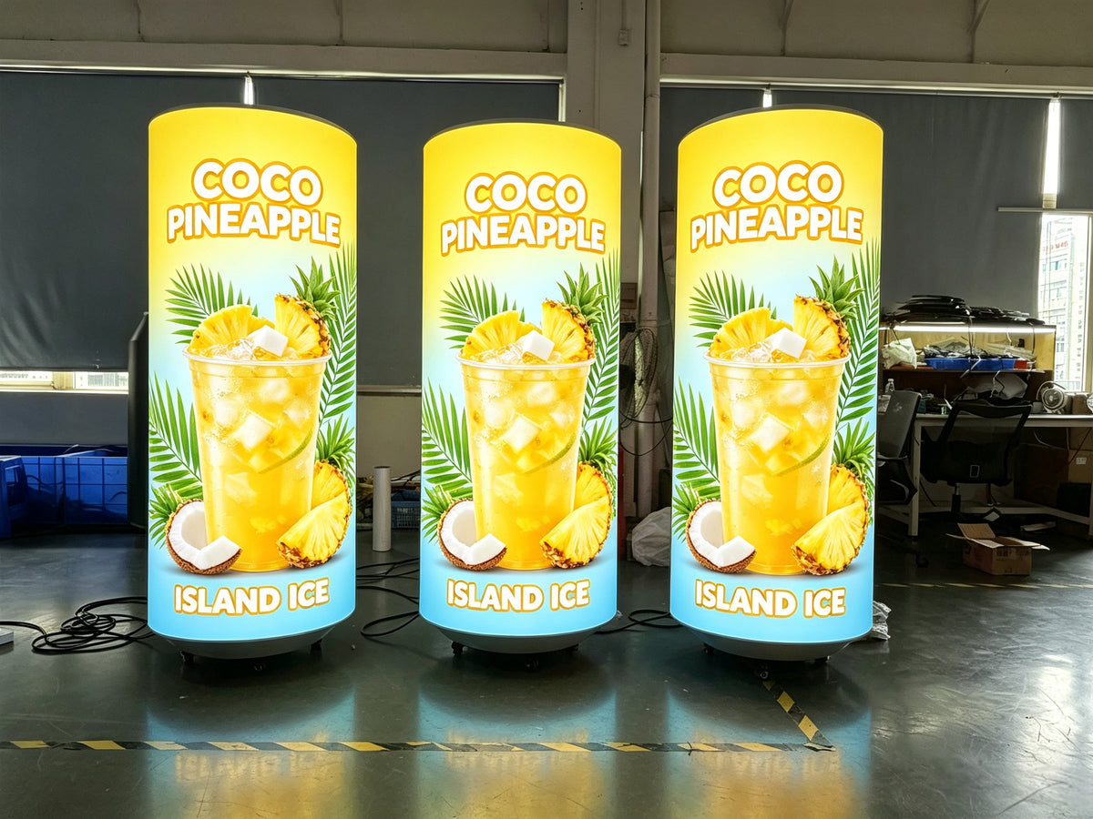 Can-Shaped Cylinder LED Video Display — Custom Digital Signage