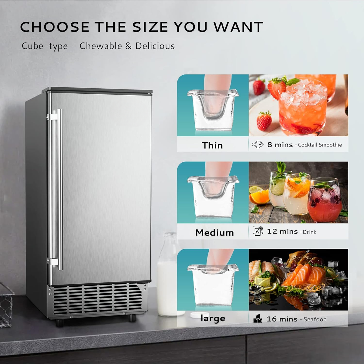 Commercial Undercounter Ice Maker — 85 lb/Day, Self-Cleaning