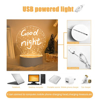 3D Acrylic LED Night Light — USB Warm-White Decorative Lamp image preview