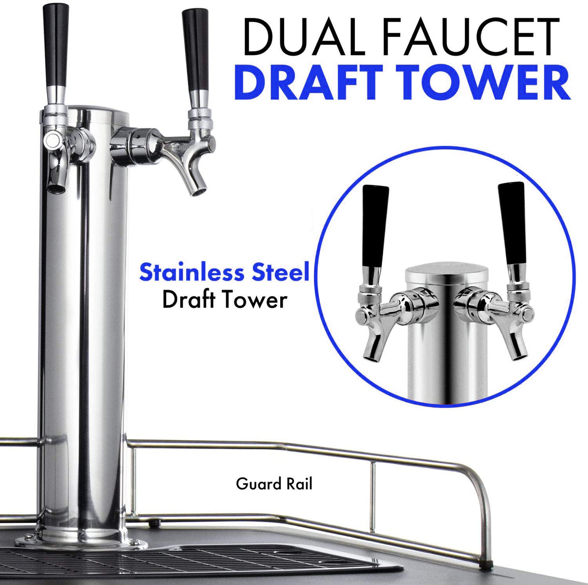 2-Tap Beer Kegerator — Stainless Steel