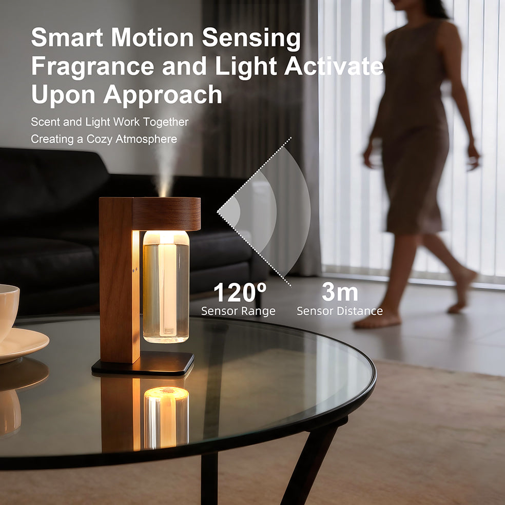 Cordless Wooden Aroma Diffuser Night Light — Motion Sensor