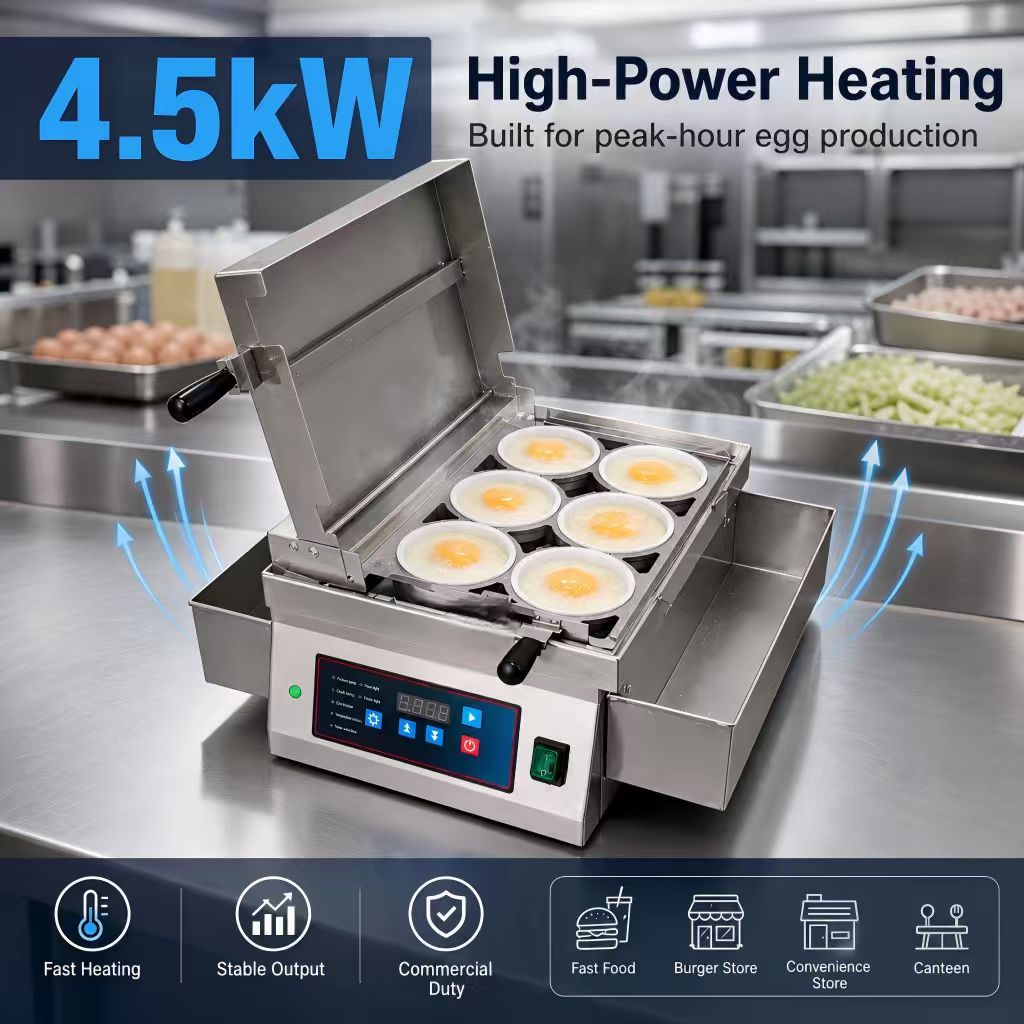Commercial Automatic Egg Frying Machine — 6-Hole Omelet Cooker