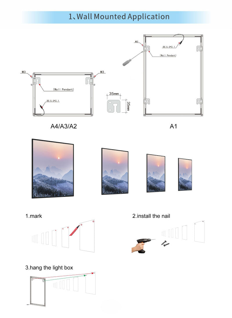 Ultra-Slim LED Menu Light Box — Aluminum Frame, Backlit Display
