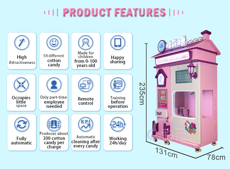 Automatic Cotton Candy Vending Machine — Touchscreen, Self-Serve