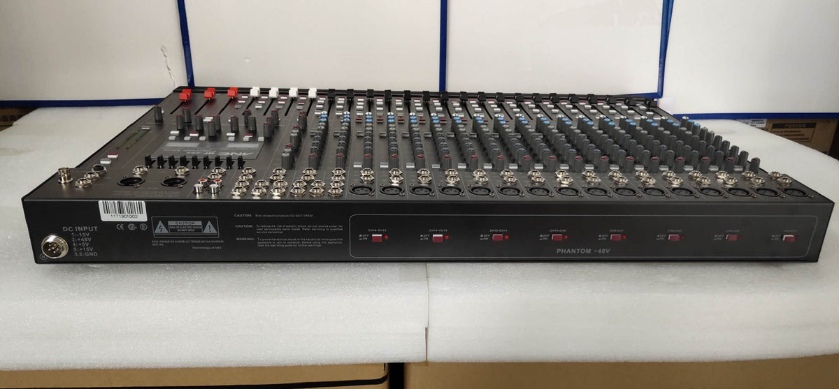 16-Channel Professional Audio Mixing Console — Bluetooth/USB, 48V Phantom Power