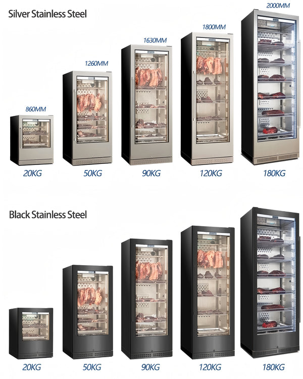 Commercial Dry Aging Refrigerator — Glass Door, Stainless Steel