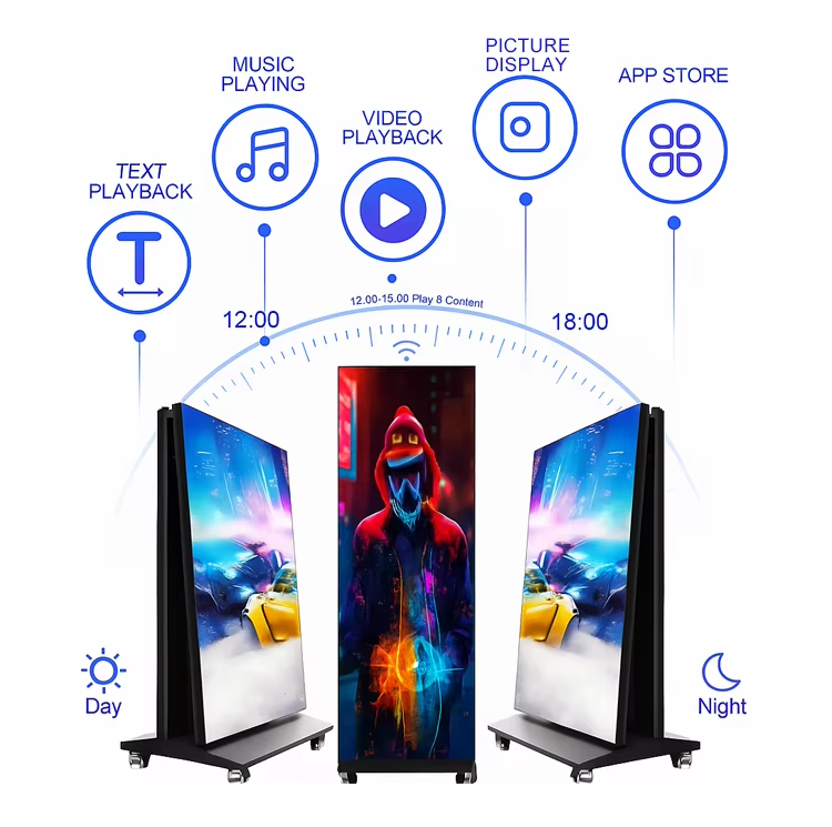 Modular LED Poster Display — Free-Standing GOB Screen