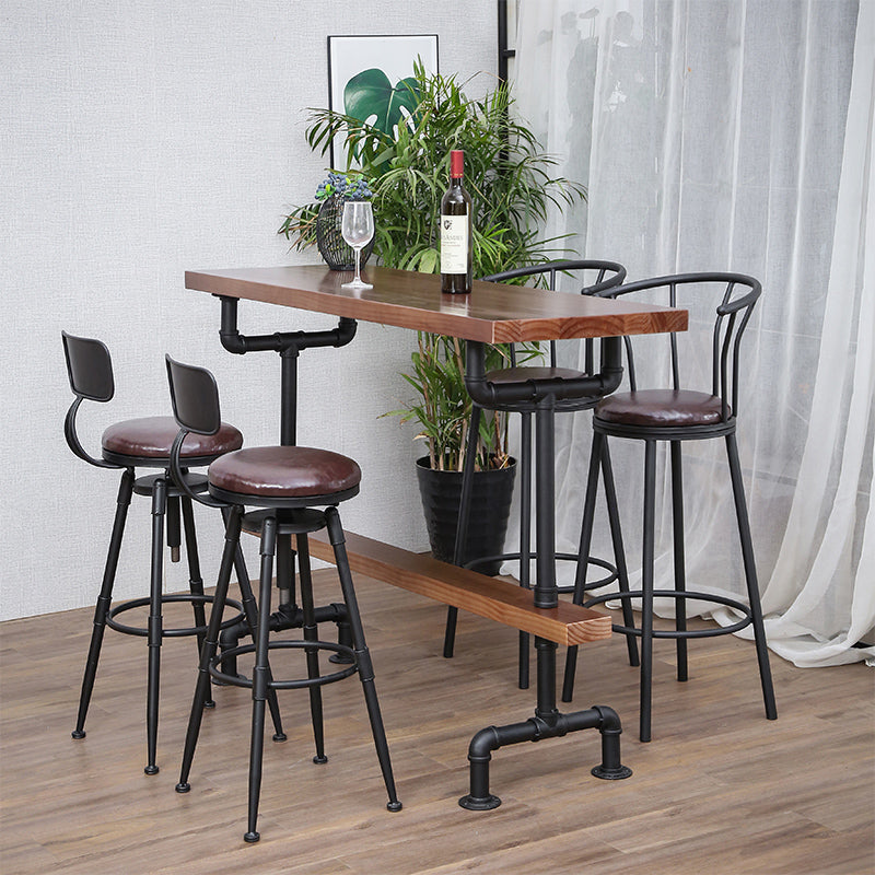 Industrial Water-Pipe Bar Table — Metal Frame