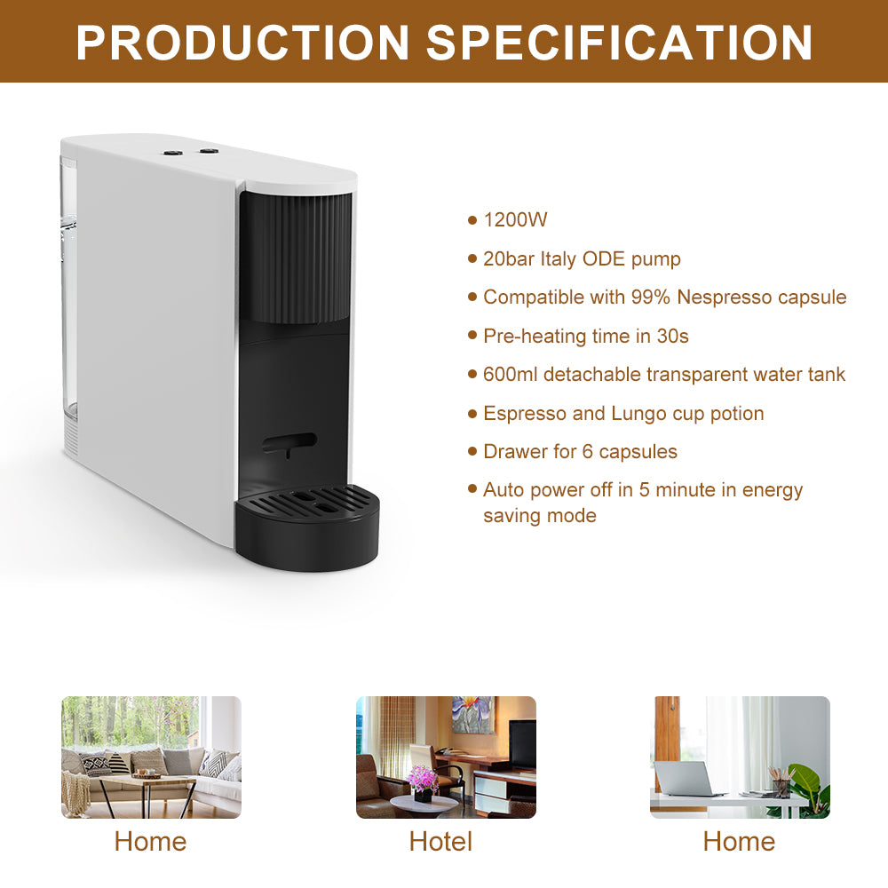 Capsule Coffee Machine — 20 Bar, Dual Brew Sizes