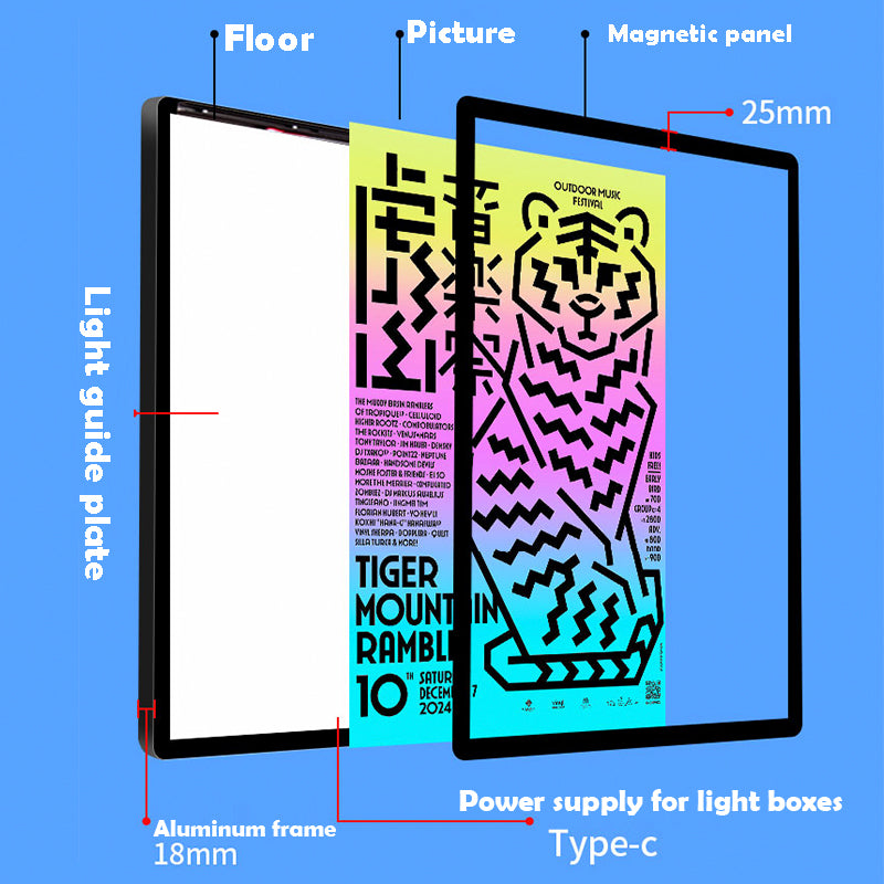 Ultra-Slim LED Light Box Sign — App-Controlled RGB, Wall-Mounted