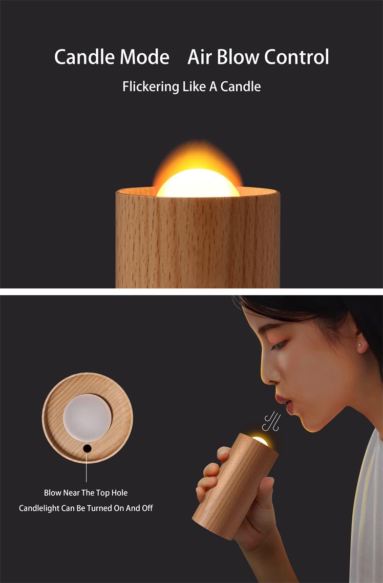 Rechargeable Wooden Flameless LED Candle Lamp — Warm White