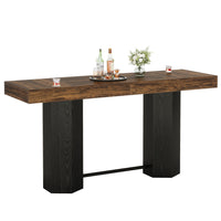 Counter-Height Rectangular Bar Table with Metal Footrest — 71" Long image preview
