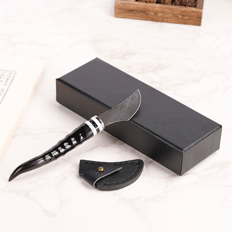 Sheep Horn Incense Knife with Ebony & Wood Handle