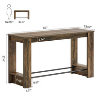 63-Inch Counter-Height Bar Table with Metal Footrest image preview