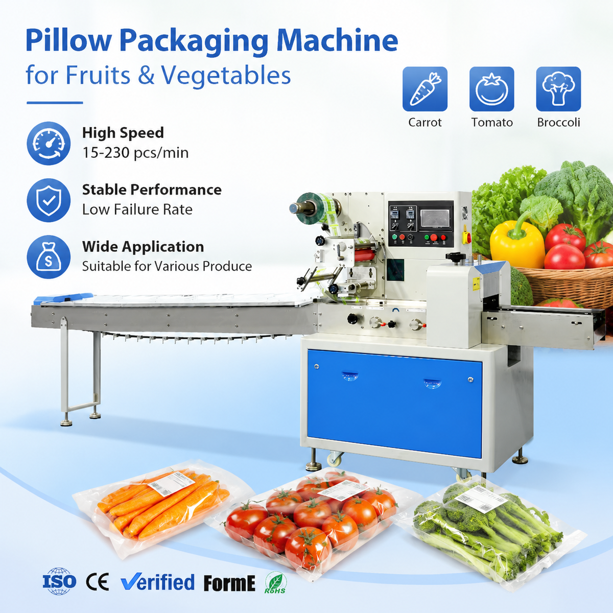 Automatic Pillow-Pack Flow Wrapping Machine