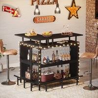 L-Shaped Corner Home Bar Cabinet with Storage &amp; Stemware Racks image preview