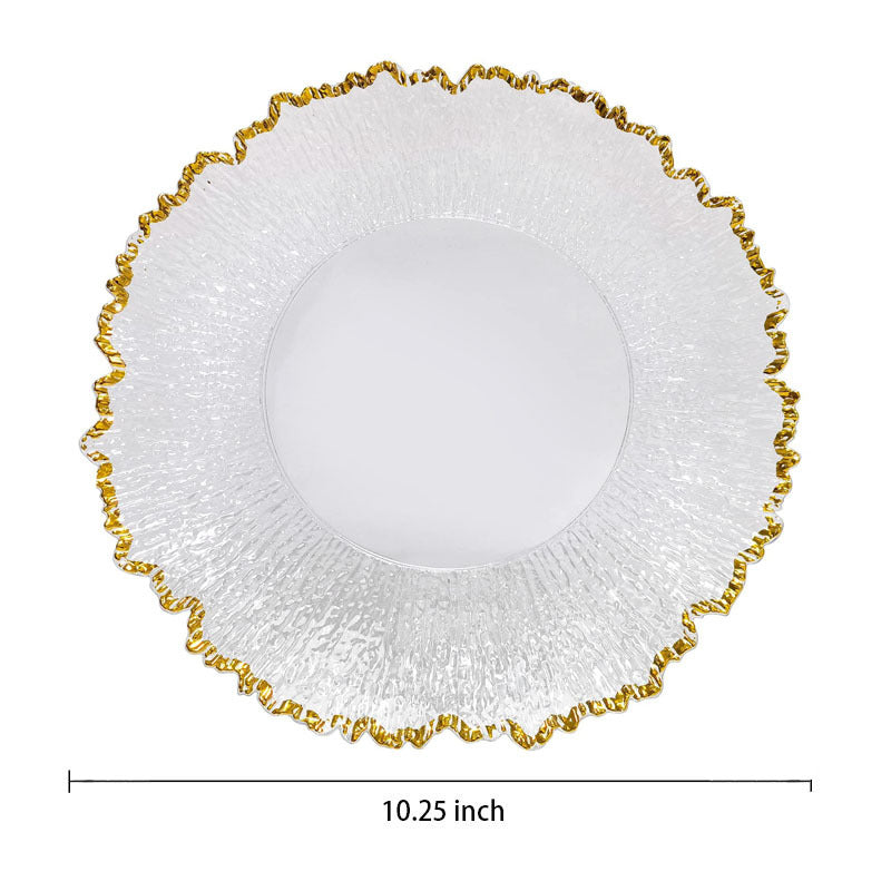 Clear Sunflower Charger Plate with Gold Rim