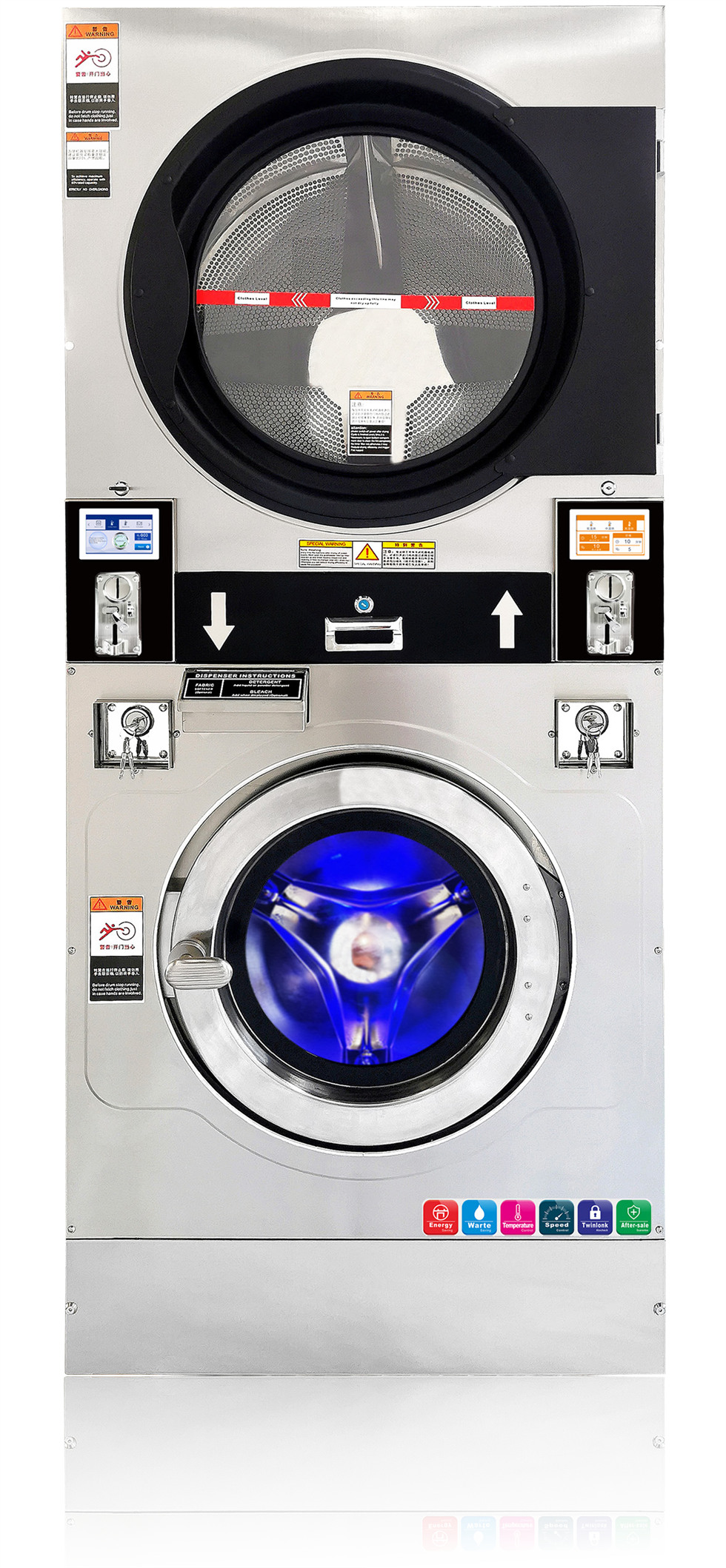 Commercial Washer-Extractor-Dryer Combo — Stainless Steel