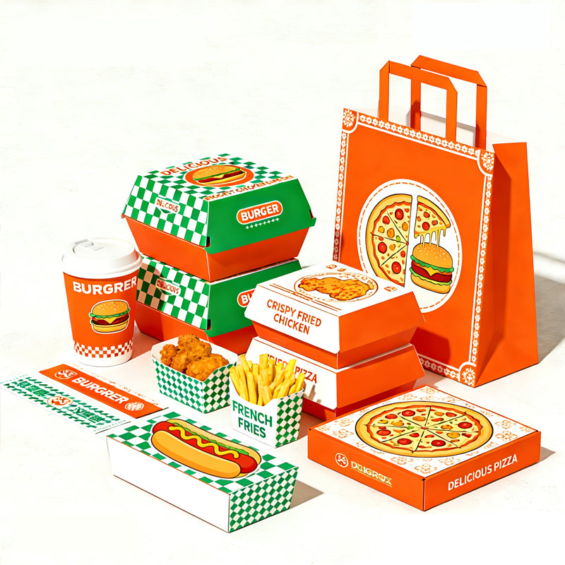 Custom Fast Food Takeaway Packaging Box Set — Paperboard