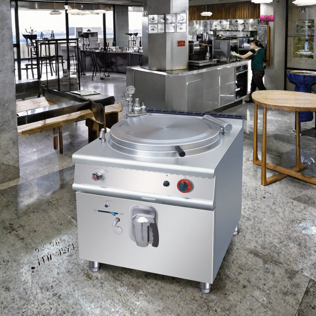 Commercial Gas Soup Kettle — 100 L Stainless Steel Double-Jacketed Pan