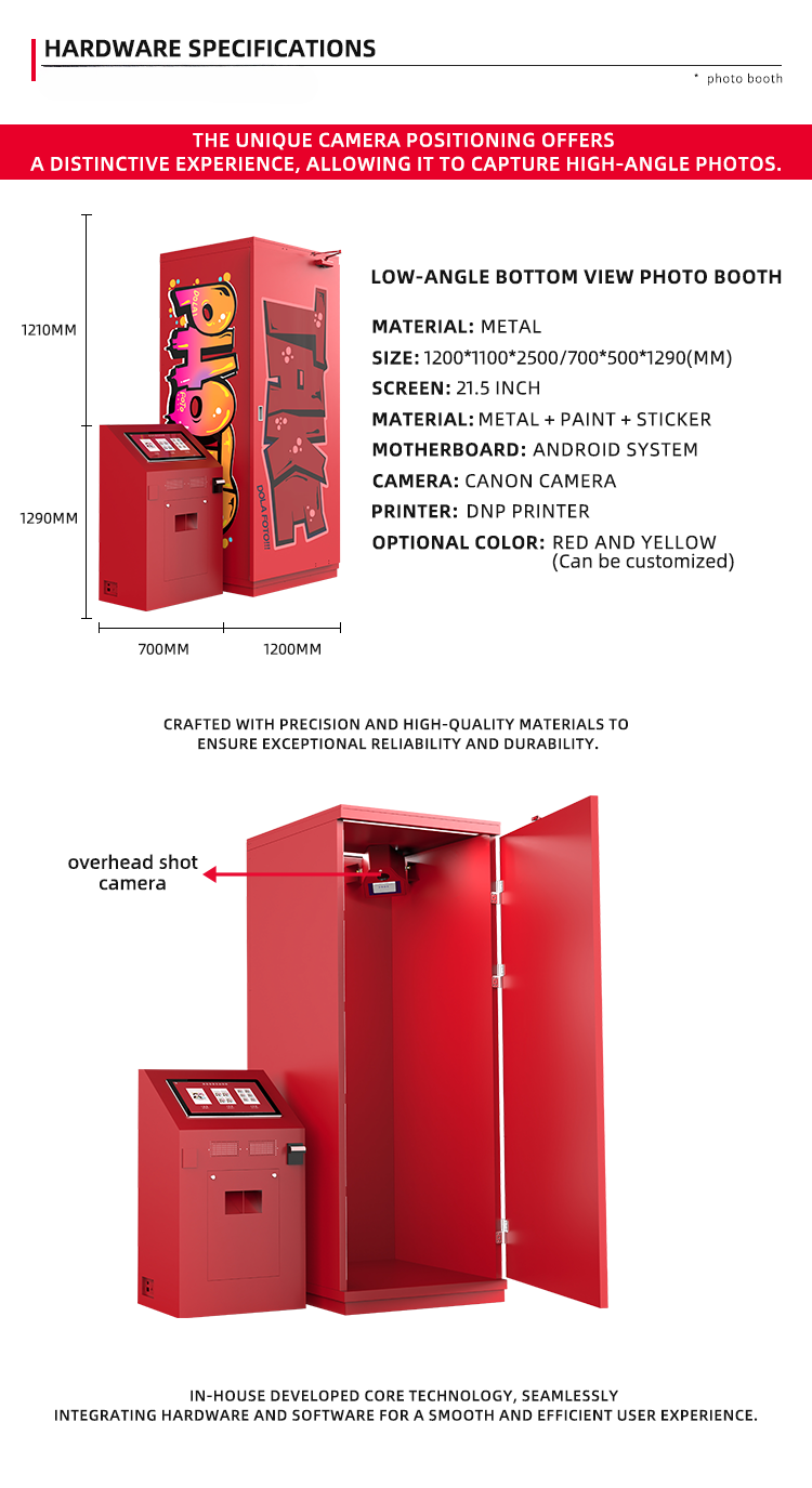 Commercial Selfie Photo Booth Machine — Touchscreen with Instant Print