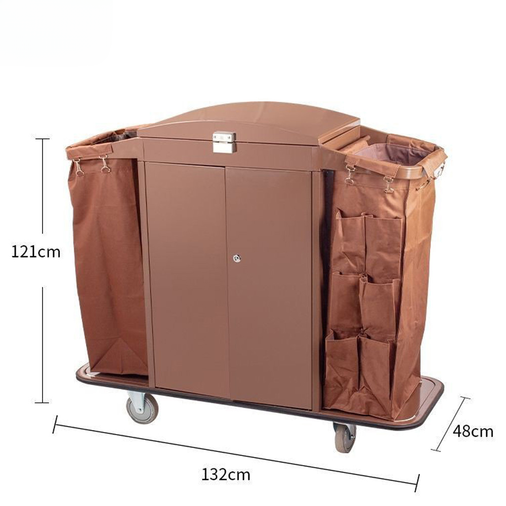 Housekeeping Cleaning Cart — Stainless Steel Maid Trolley