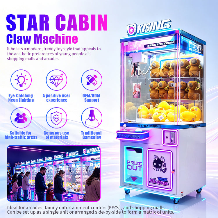 Commercial Claw Machine Prize Vending Cabinet with Bill Acceptor