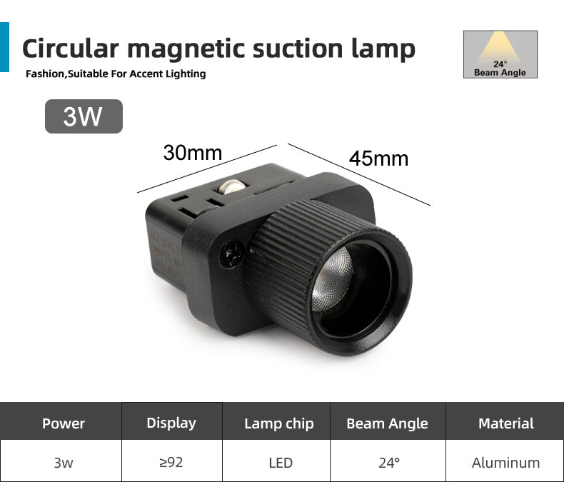 Circular Magnetic LED Track Light System — 48V, Dimmable