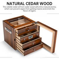 Aperçu : Armoire à cigares en bois — porte vitrée, 4 plateaux