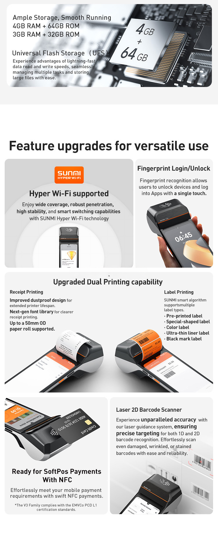 Handheld Android Mobile POS Terminal with Built-In Thermal Printer
