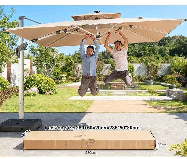 Cantilever Patio Umbrella — Aluminum LED Offset Parasol