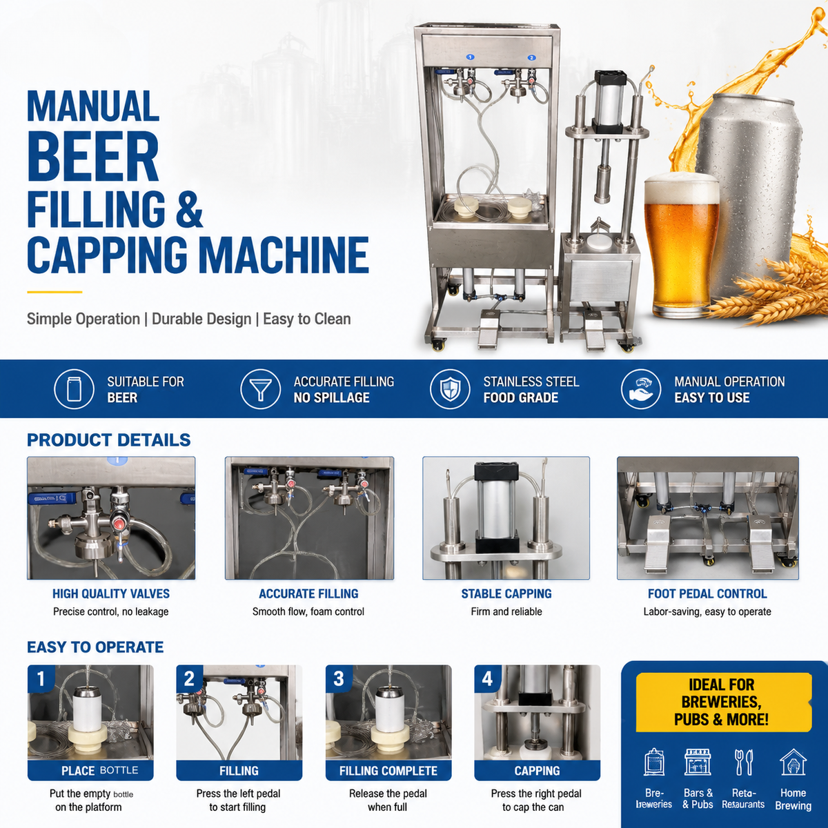 Manual Bottle Filling & Capping Machine for Craft Breweries