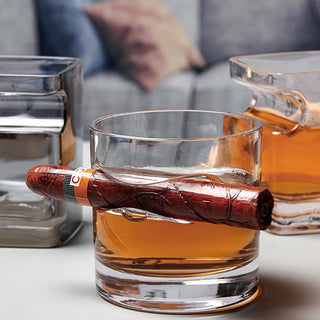 Whiskey Cigar Holder Glass — Lead-Free Crystal