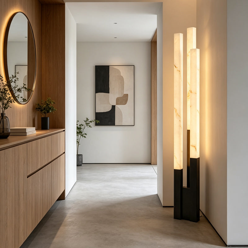Marble Triple-Column LED Floor Lamp — Onyx Glow